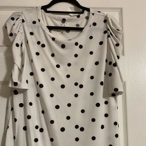 White and black polk-a-dot top